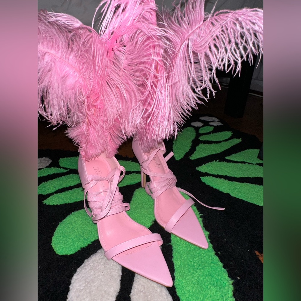 Women's Sandals Feather Pointed Toe Stiletto High Heels